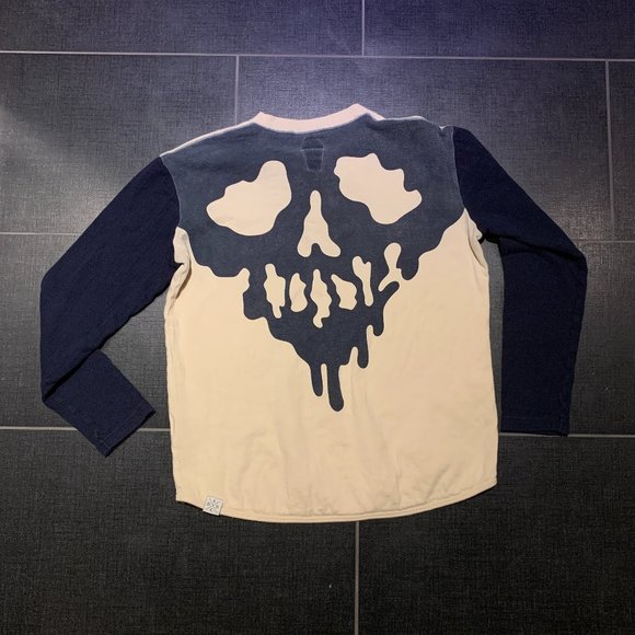 Drop Dead Other - Rare Drop Dead Skull Fucked Baseball Henley Shirt